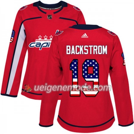 Dame Eishockey Washington Capitals Trikot Nicklas Backstrom 19 Adidas 2017-2018 Rot USA Flag Fashion Authentic